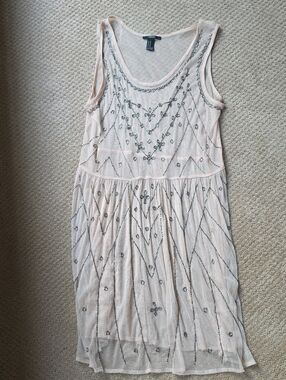Forever21 Pale Pink Silver Beaded Sleeveless Dress